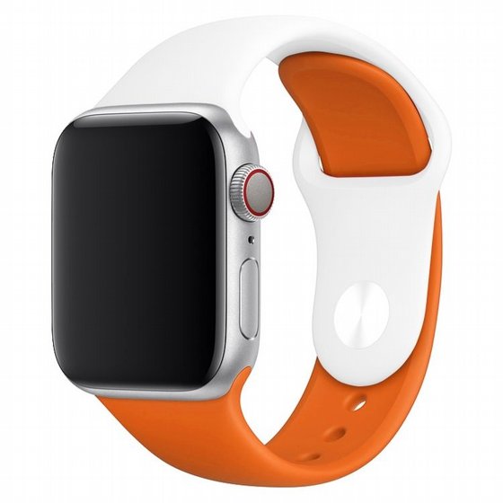 ����� ������� ����  Double Colors Silicone Band ���� LaTera ����� ��� ����: Apple Watch 42mm/44mm/45mm (��� White/Orange)