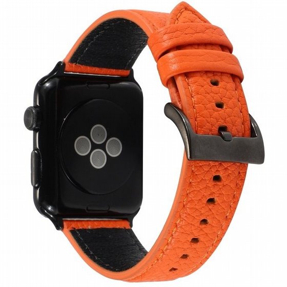����� ��� ����   Litchi Genuine Leather Band ���� LaTera ����� ��� ����: Apple Watch 42mm/44mm/45mm (��� Orange)
