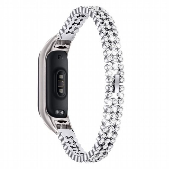 ����� ���� ���� Diamond Studded Steel Band ���� LaTera ����� ��� ����: Xiaomi Mi Band 3 / 4 (��� Silver)
