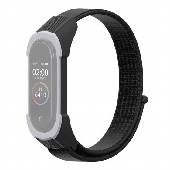 ����� �� / ������ ���� Replacement Strap Nylon Band ���� LaTera ����� ��� ����: Xiaomi Mi Band 5 / 6 (��� Black/Black Grey)