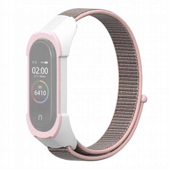 ����� �� / ������ ���� Replacement Strap Nylon Band ���� LaTera ����� ��� ����: Xiaomi Mi Band 5 / 6 (��� Pink/White Pink)