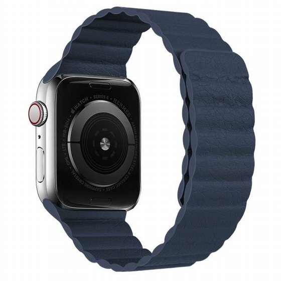 ����� ��� ����   Two Loop Magnetic Leather Band ���� LaTera ����� ��� ����: Apple Watch 42mm/44mm/45mm (��� Navy Blue)