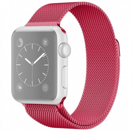 ����� ���� ���� Milanese Loop Magnetic Steel Band ���� LaTera ����� ��� ����: Apple Watch 42mm/44mm/45mm (��� Bright Pink)
