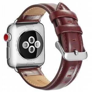 רצועת עור מדגם Crazy Horse Leather Band מבית LaTera לשעון חכם מדגם: Apple Watch 42mm/44mm/45mm (צבע Wine Red)) רצועת עור מדגם Crazy Horse Leather Band מבית LaTera לשעון חכם מדגם: Apple Watch 42mm/44mm/45mm (צבע Wine Red))