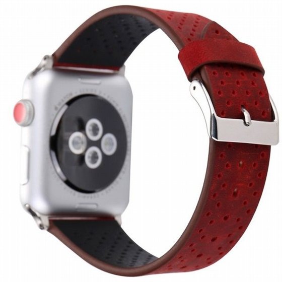 ����� ��� ����   Fashion Genuine Leather Band ���� LaTera ����� ��� ����: Apple Watch 42mm/44mm/45mm (��� Red)