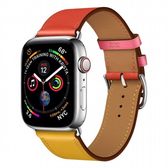����� ��� ����  Two Color Single Leather Band ���� LaTera ����� ��� ����: Apple Watch 42mm/44mm/45mm (��� Amber/Orange Red/Light Rose Red)