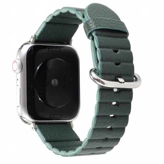 ����� ��� ����   Loop Stripes Leather Band ���� LaTera ����� ��� ����: Apple Watch 42mm/44mm/45mm (��� Dark Green)
