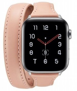 ����� ��� ����   Thin Genuine Double Loop Leather Band ���� LaTera ����� ��� ����: Apple Watch 42mm/44mm/45mm (��� Pink)