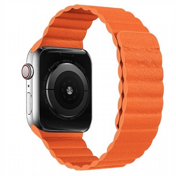 ����� ��� ����   Two Loop Magnetic Leather Band ���� LaTera ����� ��� ����: Apple Watch 38mm/40mm/41mm (��� Orange)