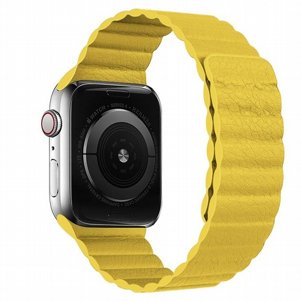 רצועת עור מדגם Two Loop Magnetic Leather Band מבית LaTera לשעון חכם מדגם: Apple Watch 38mm/40mm/41mm (צבע Yellow) רצועת עור מדגם Two Loop Magnetic Leather Band מבית LaTera לשעון חכם מדגם: Apple Watch 38mm/40mm/41mm (צבע Yellow)