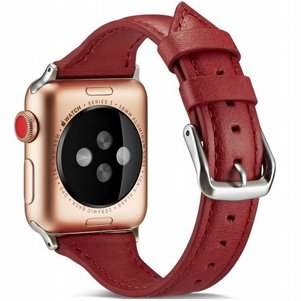 רצועת עור מדגם Thin Leather Band מבית LaTera לשעון חכם מדגם: Apple Watch 38mm/40mm/41mm (צבע Red) רצועת עור מדגם Thin Leather Band מבית LaTera לשעון חכם מדגם: Apple Watch 38mm/40mm/41mm (צבע Red)