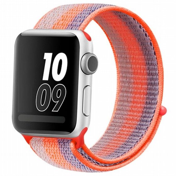 ����� �� / ������ ���� Loop Nylon Band ���� LaTera ����� ��� ����: Apple Watch 42mm/44mm/45mm (��� Striped Rrange Red)