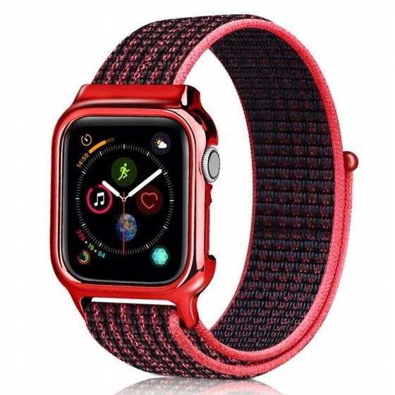 ����� �� / ������ ���� Simple Fashion Nylon Band ���� LaTera ����� ��� ����: Apple Watch 38mm/40mm/41mm (��� Black/red)