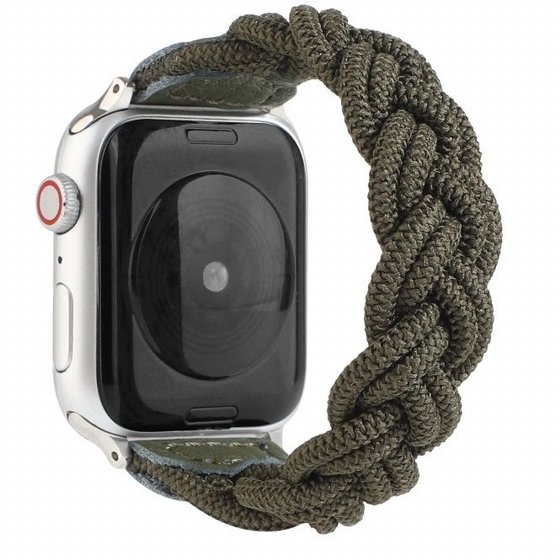 ����� �� / ������ ���� Elastic Woven Nylon Band ���� LaTera ����� ��� ����: Apple Watch 38mm/40mm/41mm (��� Dark Green)