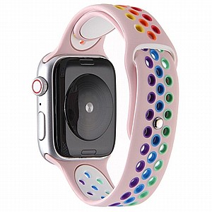 ����� ������� ���� Rainbow Sport Silicone Band ���� LaTera ����� ��� ����: Apple Watch 38mm/40mm/41mm (��� Pink)