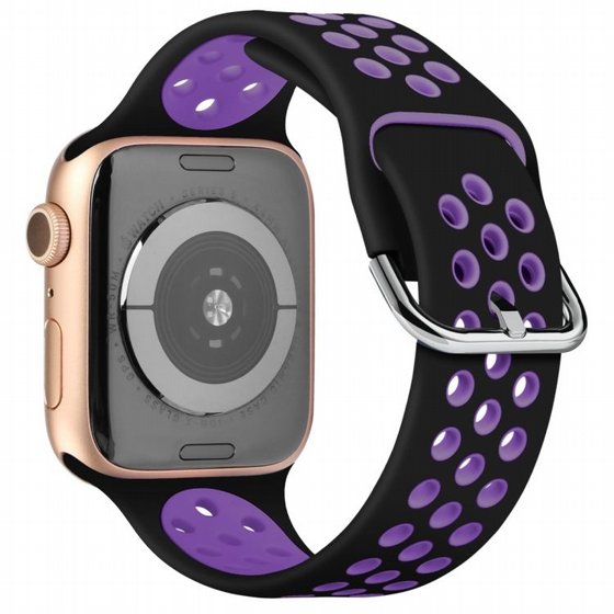 ����� ������� ���� Two Tone Sport Silicone Band ���� LaTera ����� ��� ����: Apple Watch 42mm/44mm/45mm (��� Black/Dark Purple)