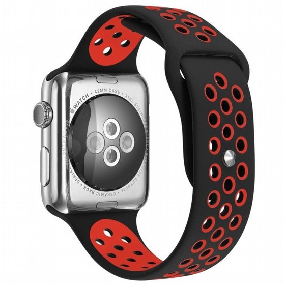 ����� ������� ���� Sport Silicone Band ���� LaTera ����� ��� ����: Apple Watch 38mm/40mm/41mm (��� Black/Red)