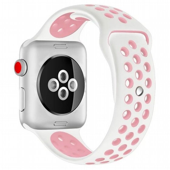����� ������� ���� Sport Silicone Band ���� LaTera ����� ��� ����: Apple Watch 38mm/40mm/41mm (��� White/Pink)