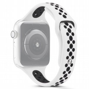 רצועת סיליקון מדגם Little Waist Sport Silicone Band מבית LaTera לשעון חכם מדגם: Apple Watch 38mm/40mm/41mm (צבע White/Black) רצועת סיליקון מדגם Little Waist Sport Silicone Band מבית LaTera לשעון חכם מדגם: Apple Watch 38mm/40mm/41mm (צבע White/Black)