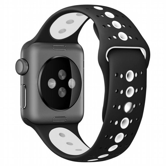 ����� ������� ����  Two Tone Porous Silicone Band ���� LaTera ����� ��� ����: Apple Watch 42mm/44mm/45mm (��� Black/White)