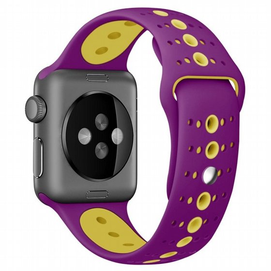 ����� ������� ����  Two Tone Porous Silicone Band ���� LaTera ����� ��� ����: Apple Watch 38mm/40mm/41mm (��� Purple/Yellow)