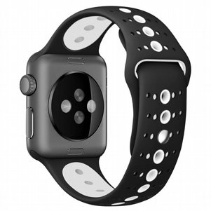 רצועת סיליקון מדגם Two Tone Porous Silicone Band מבית LaTera לשעון חכם מדגם: Apple Watch 38mm/40mm/41mm (צבע Black/White) רצועת סיליקון מדגם Two Tone Porous Silicone Band מבית LaTera לשעון חכם מדגם: Apple Watch 38mm/40mm/41mm (צבע Black/White)