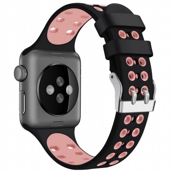 ����� ������� ����  Two Color Double Silicone Band ���� LaTera ����� ��� ����: Apple Watch 42mm/44mm/45mm (��� Black/Pink)