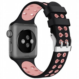 ����� ������� ����  Two Color Double Silicone Band ���� LaTera ����� ��� ����: Apple Watch 42mm/44mm/45mm (��� Black/Pink)