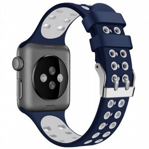 רצועת סיליקון מדגם Two Color Double Silicone Band מבית LaTera לשעון חכם מדגם: Apple Watch 38mm/40mm/41mm (צבע (Blue/White) רצועת סיליקון מדגם Two Color Double Silicone Band מבית LaTera לשעון חכם מדגם: Apple Watch 38mm/40mm/41mm (צבע (Blue/White)