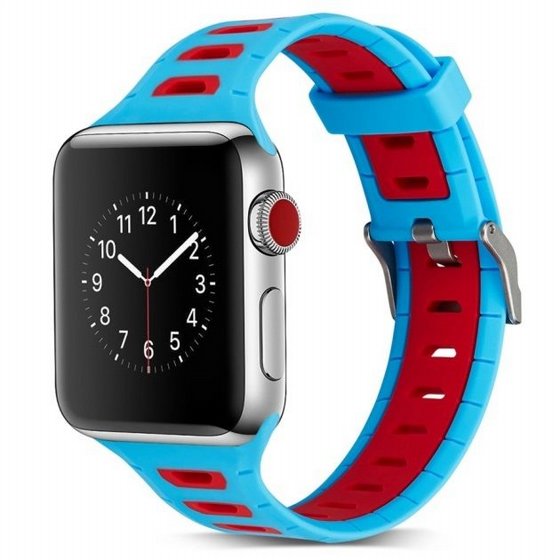 ����� ������� ����  T-Shape Two Color Silicone Band ���� LaTera ����� ��� ����: Apple Watch 42mm/44mm/45mm (��� Blue/Red)