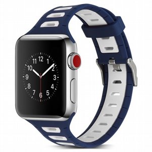 רצועת סיליקון מדגם T-Shape Two Color Silicone Band מבית LaTera לשעון חכם מדגם: Apple Watch 38mm/40mm/41mm (צבע White/Blue) רצועת סיליקון מדגם T-Shape Two Color Silicone Band מבית LaTera לשעון חכם מדגם: Apple Watch 38mm/40mm/41mm (צבע White/Blue)