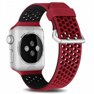 ����� ������� ����  Two Tone Honeycomb Silicone Band ���� LaTera ����� ��� ����: Apple Watch 42mm/44mm/45mm (��� Red/Black)