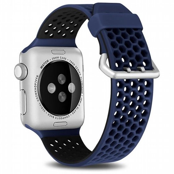 ����� ������� ����  Two Tone Honeycomb Silicone Band ���� LaTera ����� ��� ����: Apple Watch 42mm/44mm/45mm (��� Blue/Black)