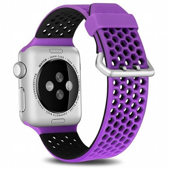 ����� ������� ����  Two Tone Honeycomb Silicone Band ���� LaTera ����� ��� ����: Apple Watch 38mm/40mm/41mm (��� Purple/Black)