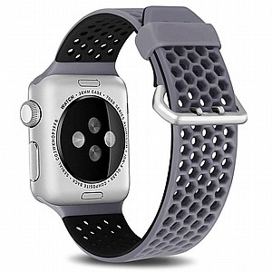 ����� ������� ����  Two Tone Honeycomb Silicone Band ���� LaTera ����� ��� ����: Apple Watch 38mm/40mm/41mm (��� Grey/Black)