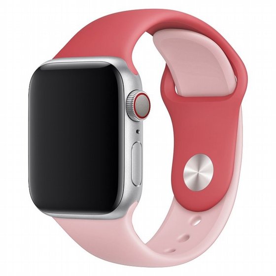 ����� ������� ����  Double Colors Silicone Band ���� LaTera ����� ��� ����: Apple Watch 42mm/44mm/45mm (��� Rose Red+Light Pink)