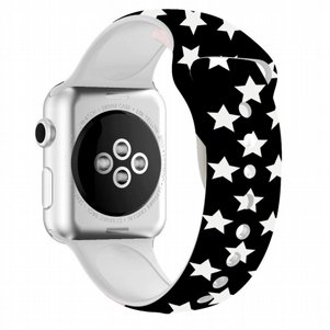רצועת סיליקון מדגם Printing Double Nail Silicone Band מבית LaTera לשעון חכם מדגם: Apple Watch 42mm/44mm/45mm (צבע Black Star) רצועת סיליקון מדגם Printing Double Nail Silicone Band מבית LaTera לשעון חכם מדגם: Apple Watch 42mm/44mm/45mm (צבע Black Star)