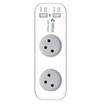 ���� ���� + 2 ������ USB ���� OMEGA (��� 5V-2A)