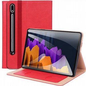 נרתיק עור כולל מעמד שולחני מדגם Leather Case with Hand Strap מבית LaTera למחשב לוח מדגם: Samsung Galaxy Tab S7 FE (צבע אדום) נרתיק עור כולל מעמד שולחני מדגם Leather Case with Hand Strap מבית LaTera למחשב לוח מדגם: Samsung Galaxy Tab S7 FE (צבע אדום)