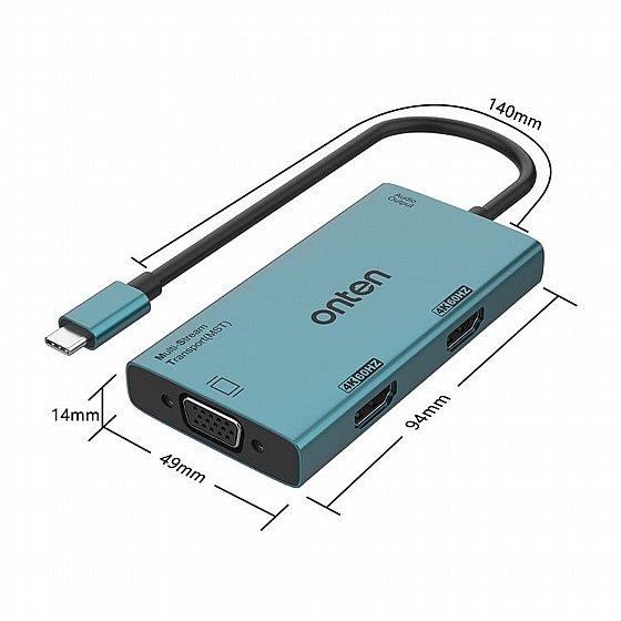 ���� ������ TYPE-C ������ HDMI 4K 30Hz + ����� USB 3.0 x 3 + ����� USB-C x 1 + ����� 3.5mm + ����� Mute+ ����� Screen Off + ���� Onten 