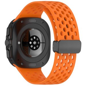 רצועת סיליקון מדגם Hole Magnetic Folding Buckle Silicone Band מבית LaTera (צבע Orange) לשעון חכם מדגם Samsung Galaxy Watch Ultra / Watch Ultra 2025 רצועת סיליקון מדגם Hole Magnetic Folding Buckle Silicone Band מבית LaTera (צבע Orange) לשעון חכם מדגם Samsung Galaxy Watch Ultra / Watch Ultra 2025