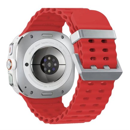 ����� ������� ����  Ocean Hole Dual Buckle Silicone Band ���� LaTera (��� Red/Silver)  ����� ��� ����  Samsung Galaxy Watch Ultra / Watch Ultra 2025
