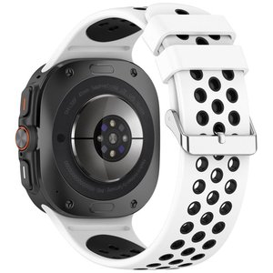 רצועת סיליקון מדגם Holes Silicone Band מבית LaTera (צבע White/Black) לשעון חכם מדגם Samsung Galaxy Watch Ultra / Watch Ultra 2025 רצועת סיליקון מדגם Holes Silicone Band מבית LaTera (צבע White/Black) לשעון חכם מדגם Samsung Galaxy Watch Ultra / Watch Ultra 2025