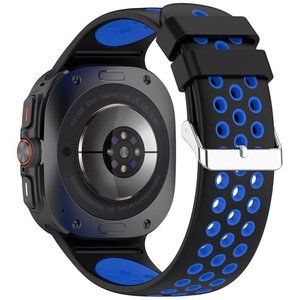 רצועת סיליקון מדגם Holes Silicone Band מבית LaTera (צבע Black/Blue) לשעון חכם מדגם Samsung Galaxy Watch Ultra / Watch Ultra 2025 רצועת סיליקון מדגם Holes Silicone Band מבית LaTera (צבע Black/Blue) לשעון חכם מדגם Samsung Galaxy Watch Ultra / Watch Ultra 2025