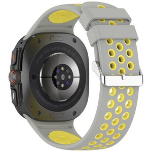 רצועת סיליקון מדגם Holes Silicone Band מבית LaTera (צבע Gray/Yellow) לשעון חכם מדגם Samsung Galaxy Watch Ultra / Watch Ultra 2025 רצועת סיליקון מדגם Holes Silicone Band מבית LaTera (צבע Gray/Yellow) לשעון חכם מדגם Samsung Galaxy Watch Ultra / Watch Ultra 2025