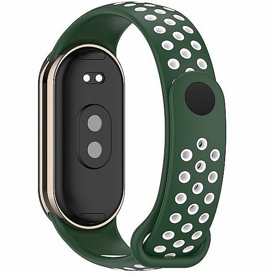 ����� ������� ���� Holes Color Silicone Band ���� iBands  (��� Green/White) ����� ��� ����: Xiaomi Smart Band 8 / Xiaomi Smart Band 9 / Xiaomi Smart Band 10