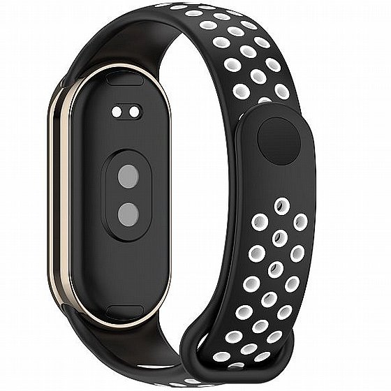 ����� ������� ���� Holes Color Silicone Band ���� iBands  (��� Black/White) ����� ��� ����: Xiaomi Smart Band 8 / Xiaomi Smart Band 9 / Xiaomi Smart Band 10